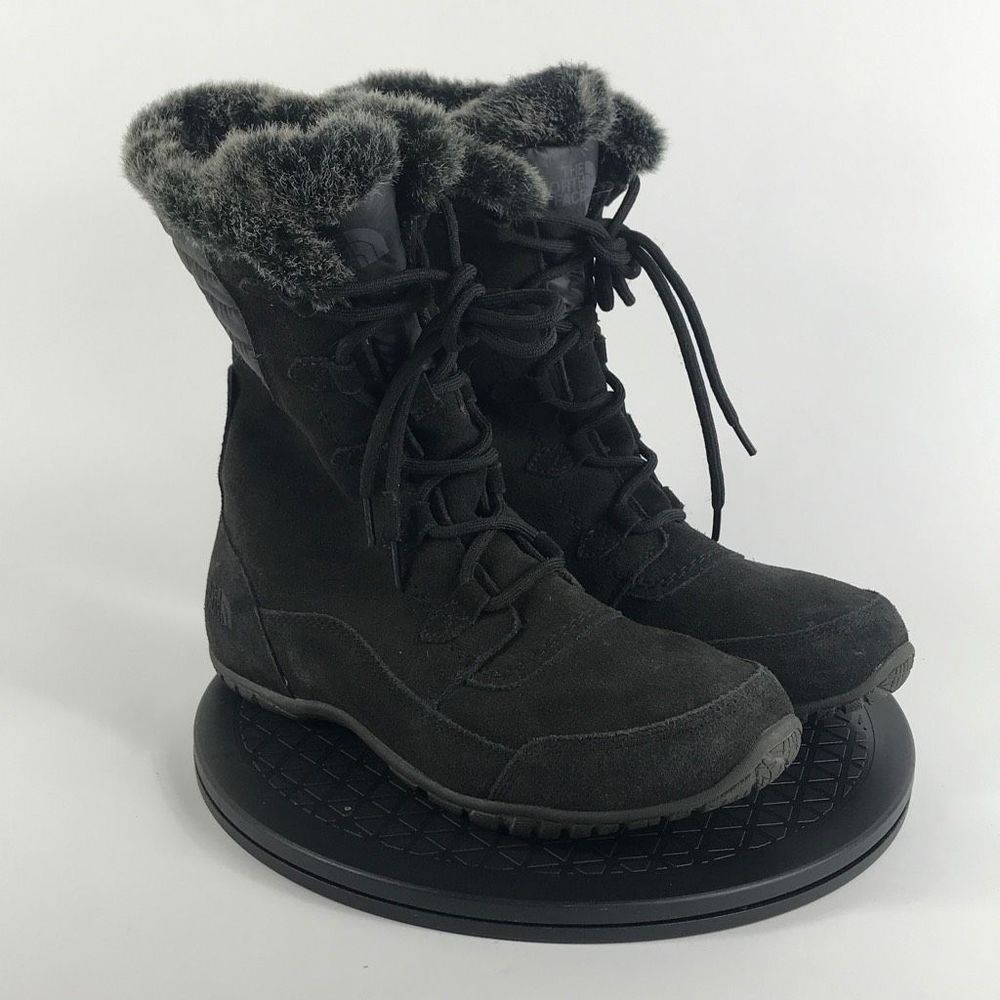 The North Face Nuptse Purna II Black Suede Winter Boots Women’s Size 9.5 - Picture 3 of 11